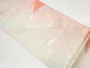 変わり花に曲線・亀甲模様織出し袋帯